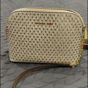 Michael kors crossbody bag white and gold